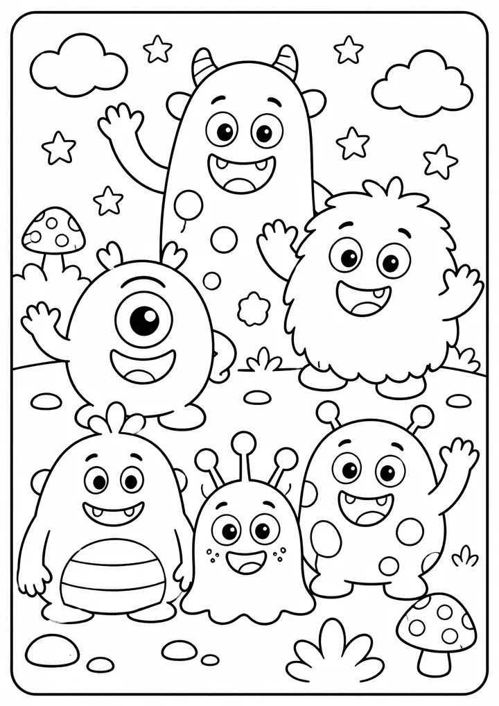 Aperçu du coloriage La bande des monstres rigolos