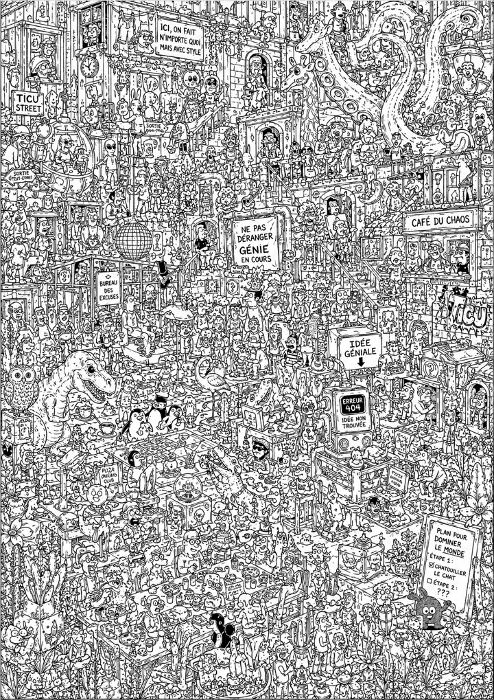 Aperçu du coloriage Le chaos urbain de Ticu