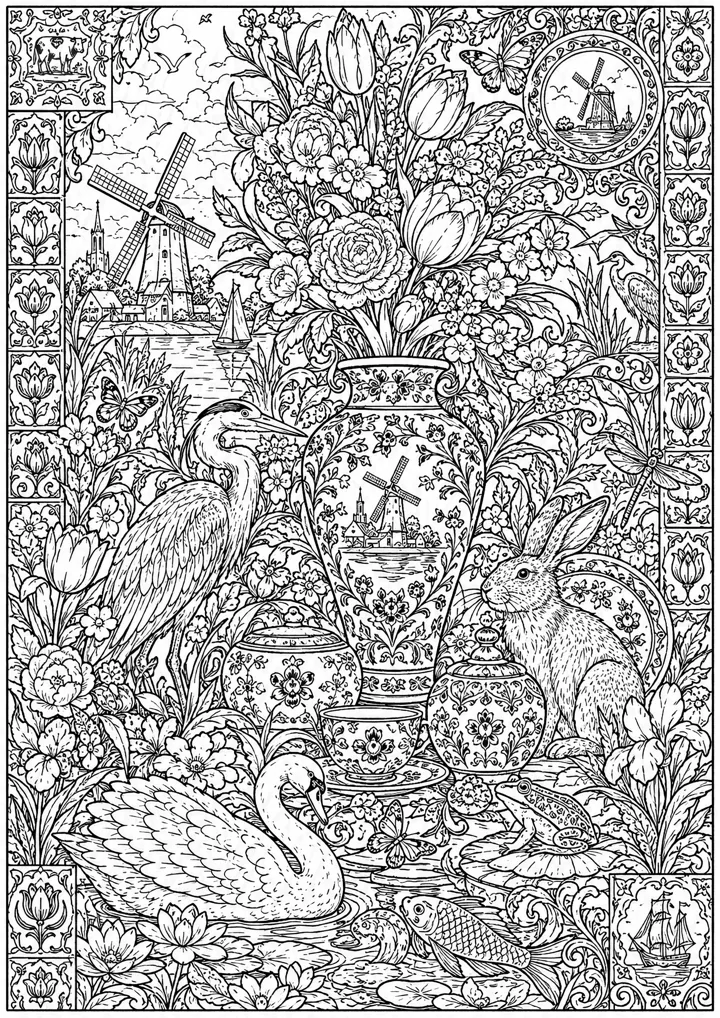 Aperçu du coloriage Nature enchantée de Delft