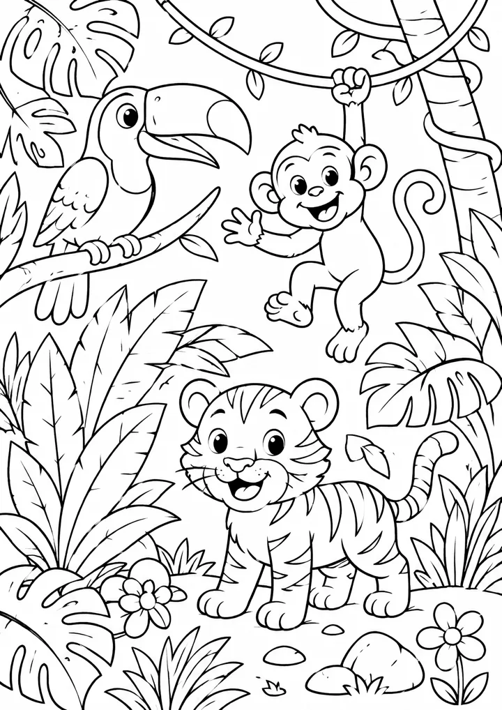 Aperçu du coloriage Le petit tigre de la jungle