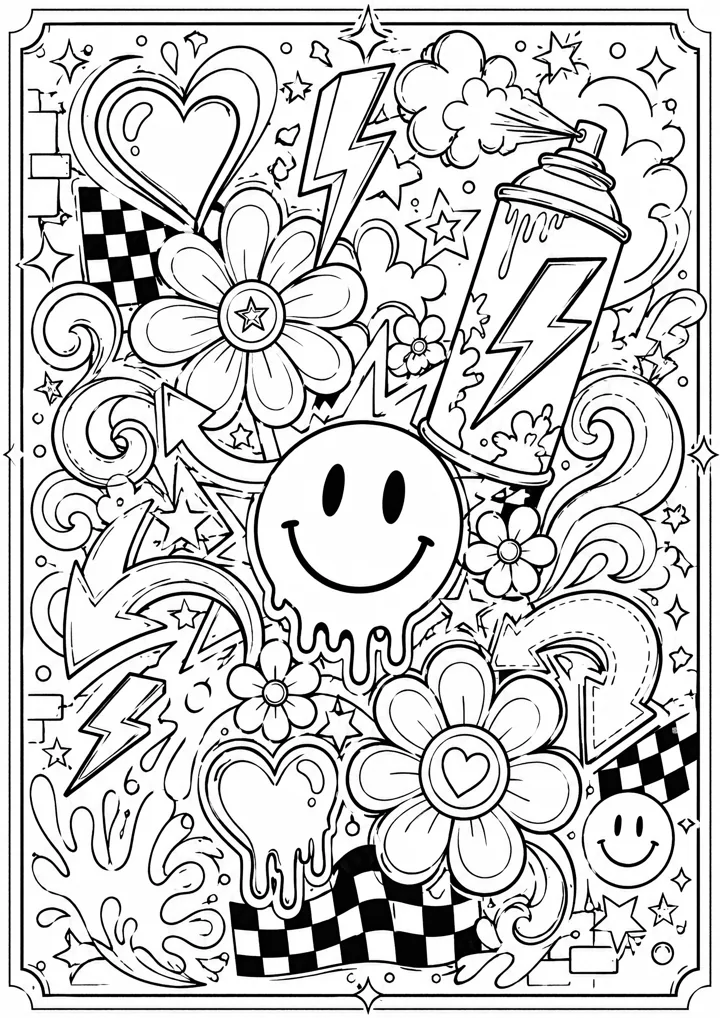 Aperçu du coloriage Smiley Street Art