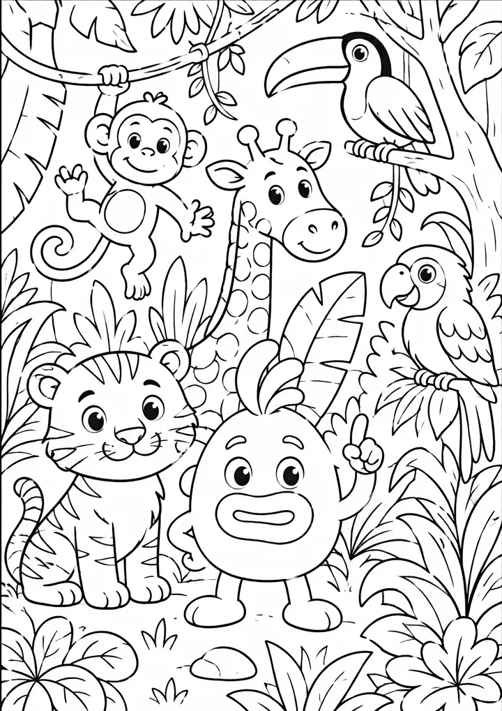 Aperçu du coloriage Ticu explore la jungle