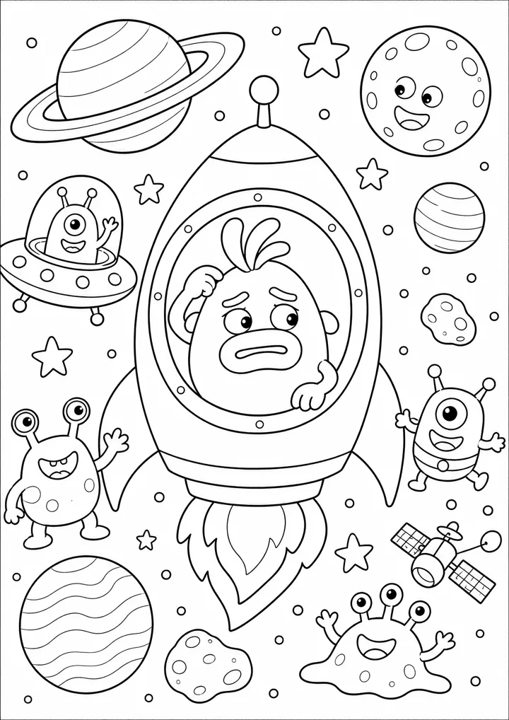 Aperçu du coloriage Ticu et les extraterrestres