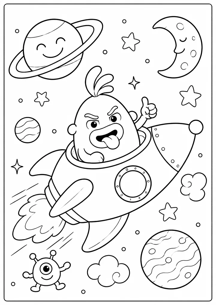 Aperçu du coloriage Ticu part dans l’espace