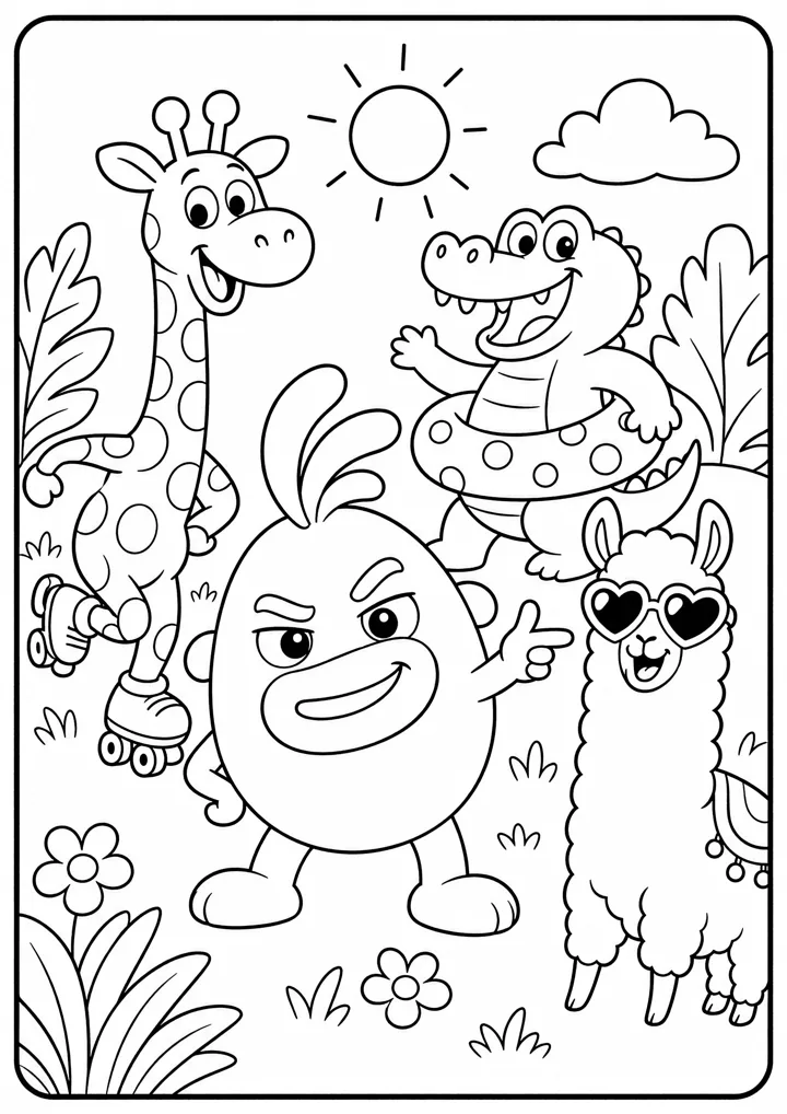 Aperçu du coloriage Ticu au safari à roulettes