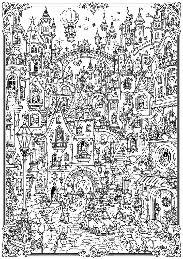 Aperçu du coloriage La ville fantastique