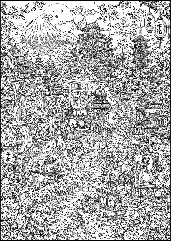 Aperçu du coloriage Voyage au Japon