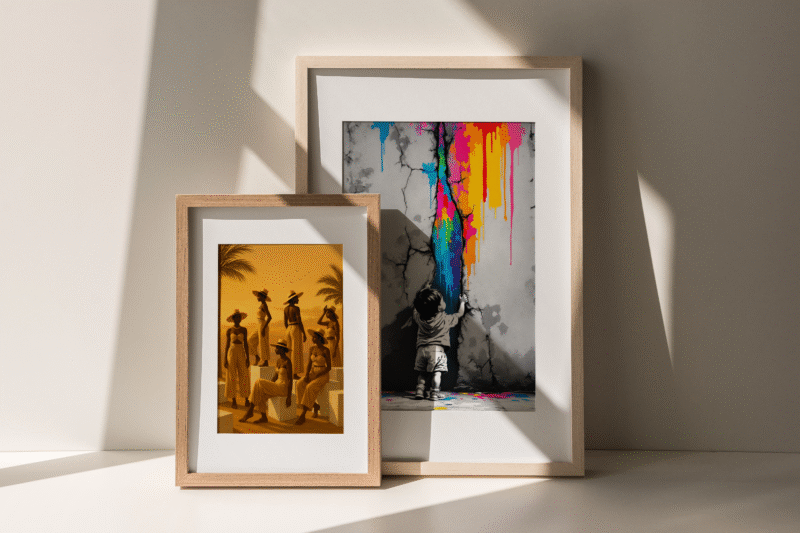 PSD modern hanging frame mockup Living room poster photo frame mockup