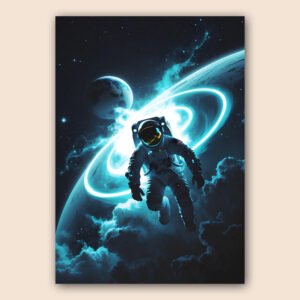 Affiche astronaute futuriste ambiance spatiale pour salon ou bureau