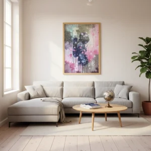 Affiche astronaute moderne dans un salon lumineux et minimaliste