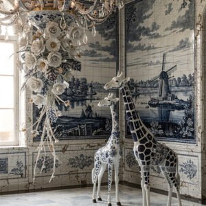 Affiche girafes élégantes style classique pour salon ou bureau