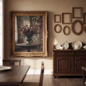 affiche florale encadrée salle à manger classique