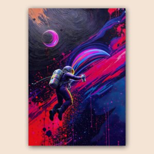 Affiche astronaute graffiti street art pour salon ou bureau moderne