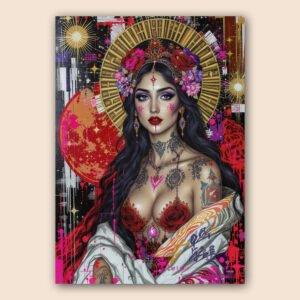 Affiche portrait féminin baroque street art pour mur de caractère