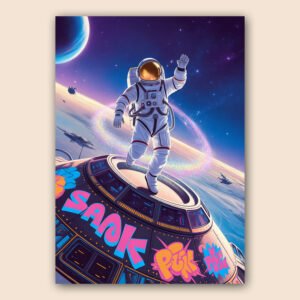 Affiche astronaute pop espace pour chambre ou bureau