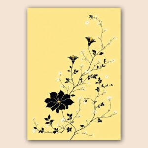 Affiche florale jaune et noire pour salon lumineux