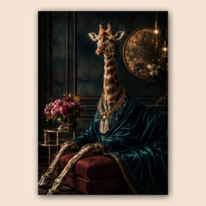 Affiche girafe baroque pour salon de caractère