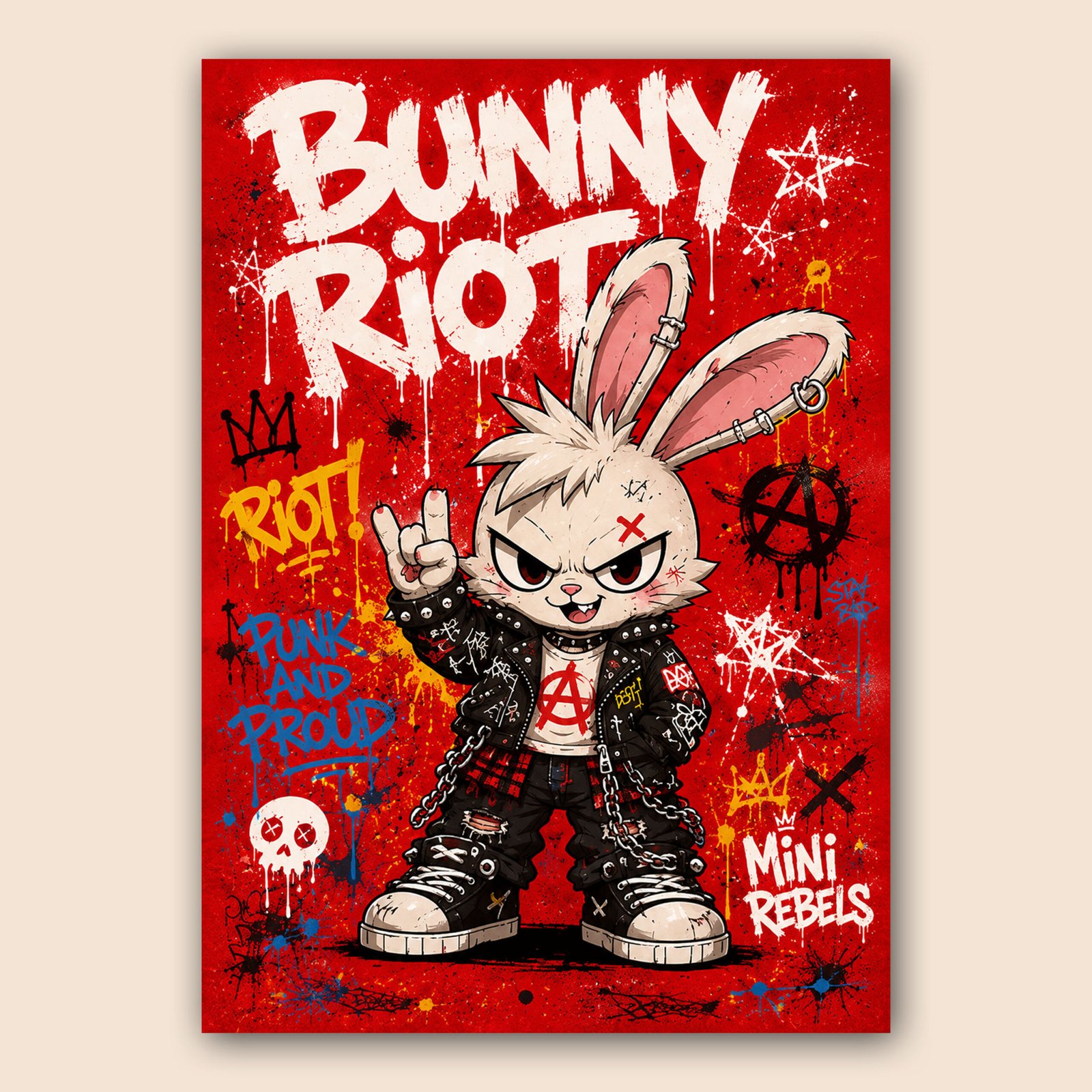 Affiche lapin punk graffiti pour chambre d’ado – Image 2