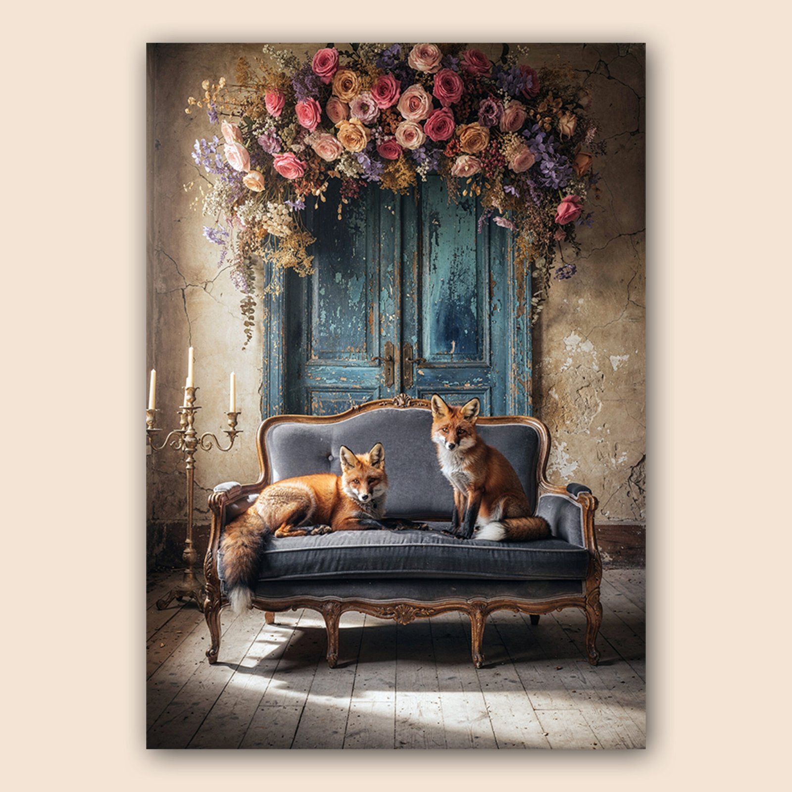 Affiche renards vintage pour salon ou coin lecture – Image 2