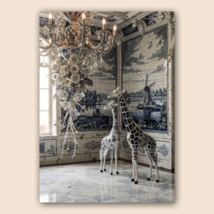Affiche girafes élégantes style classique pour salon ou bureau
