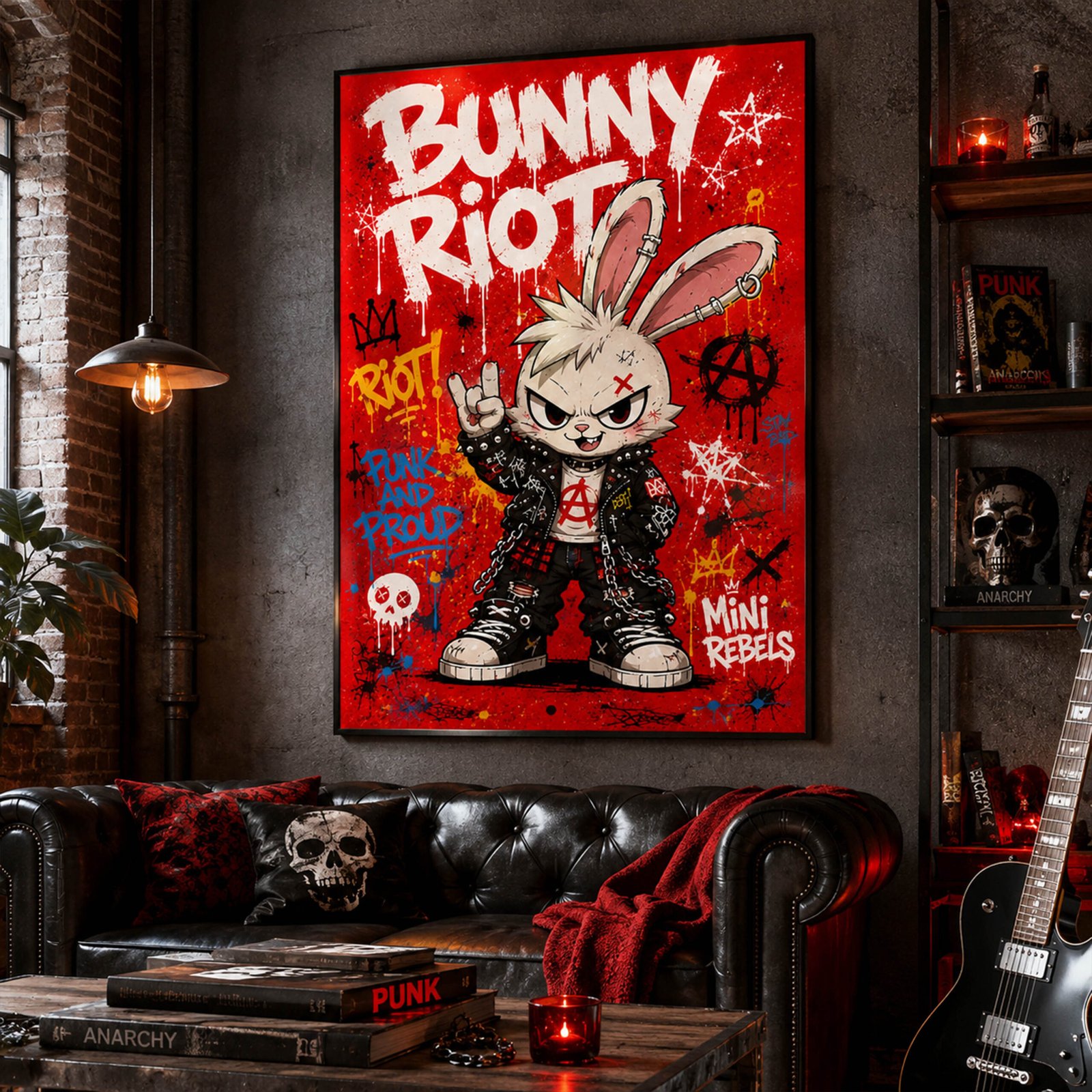 Affiche lapin punk graffiti pour chambre d’ado – Image 3