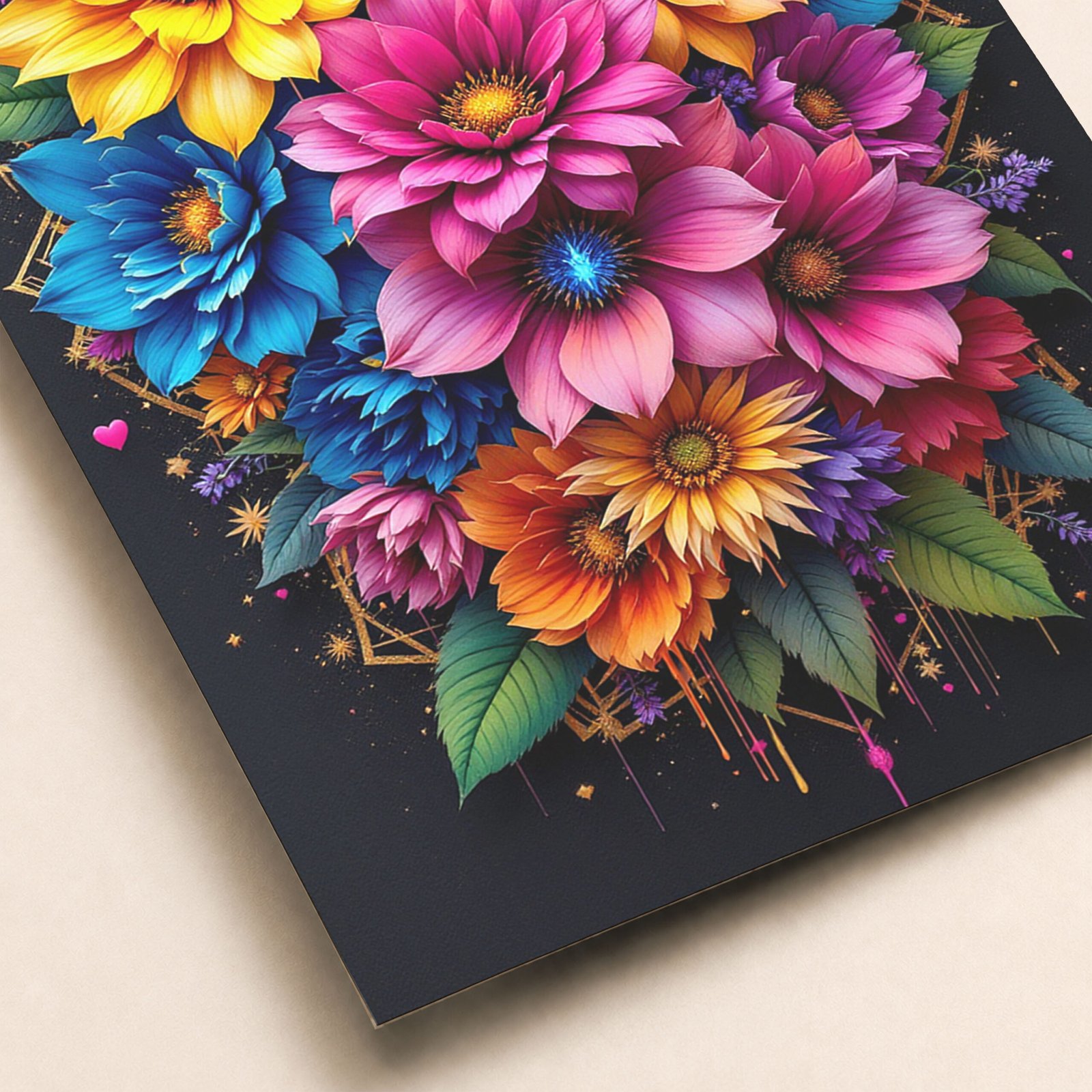 Affiche bouquet floral coloré sur fond noir – Image 4
