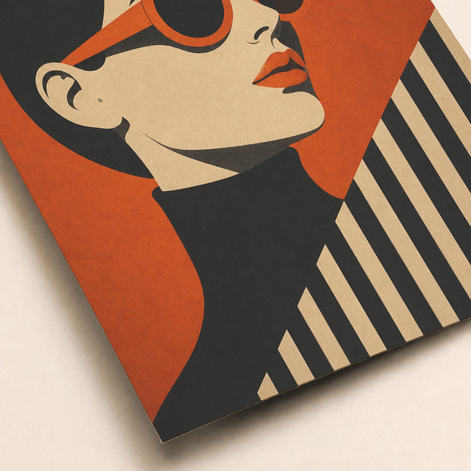 Affiche portrait féminin rétro orange et graphique – Image 4