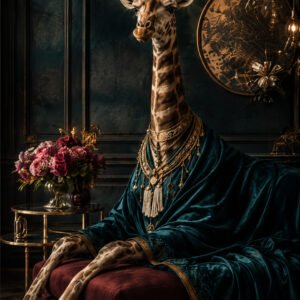 Affiche girafe baroque pour salon de caractère