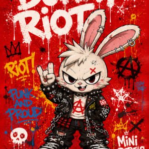 Affiche lapin punk graffiti pour chambre d’ado