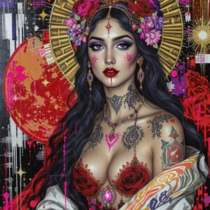 Affiche portrait féminin baroque street art pour mur de caractère