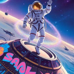 Affiche astronaute pop espace pour chambre ou bureau