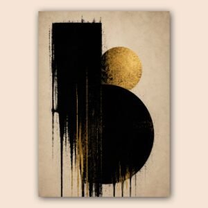 Affiche abstraite noire et dorée pour salon