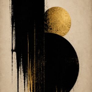 Affiche abstraite noire et dorée pour salon