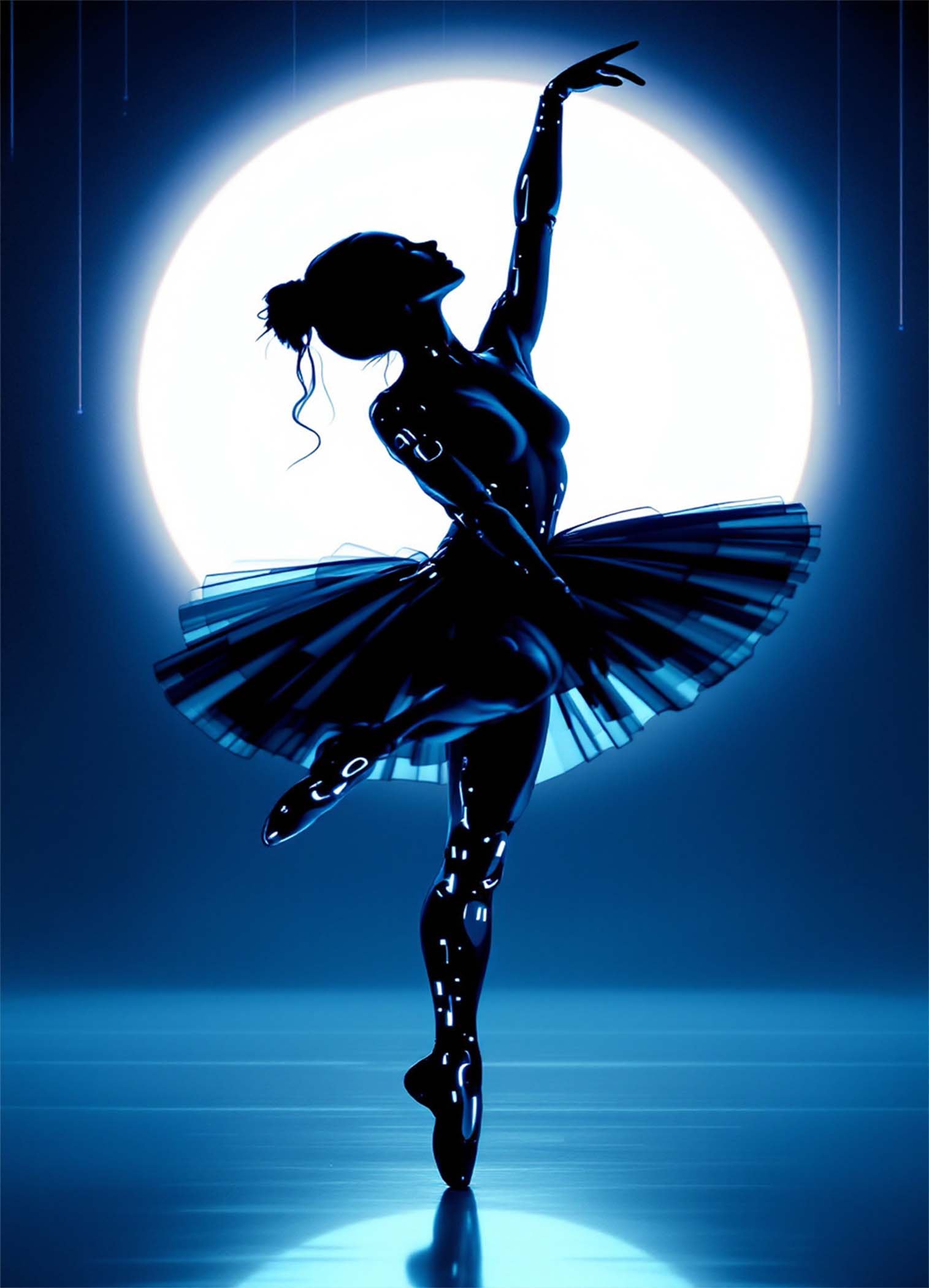 Affiche danseuse ballet bleu nuit pour chambre