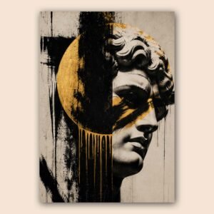 Affiche statue antique noire et dorée pour salon