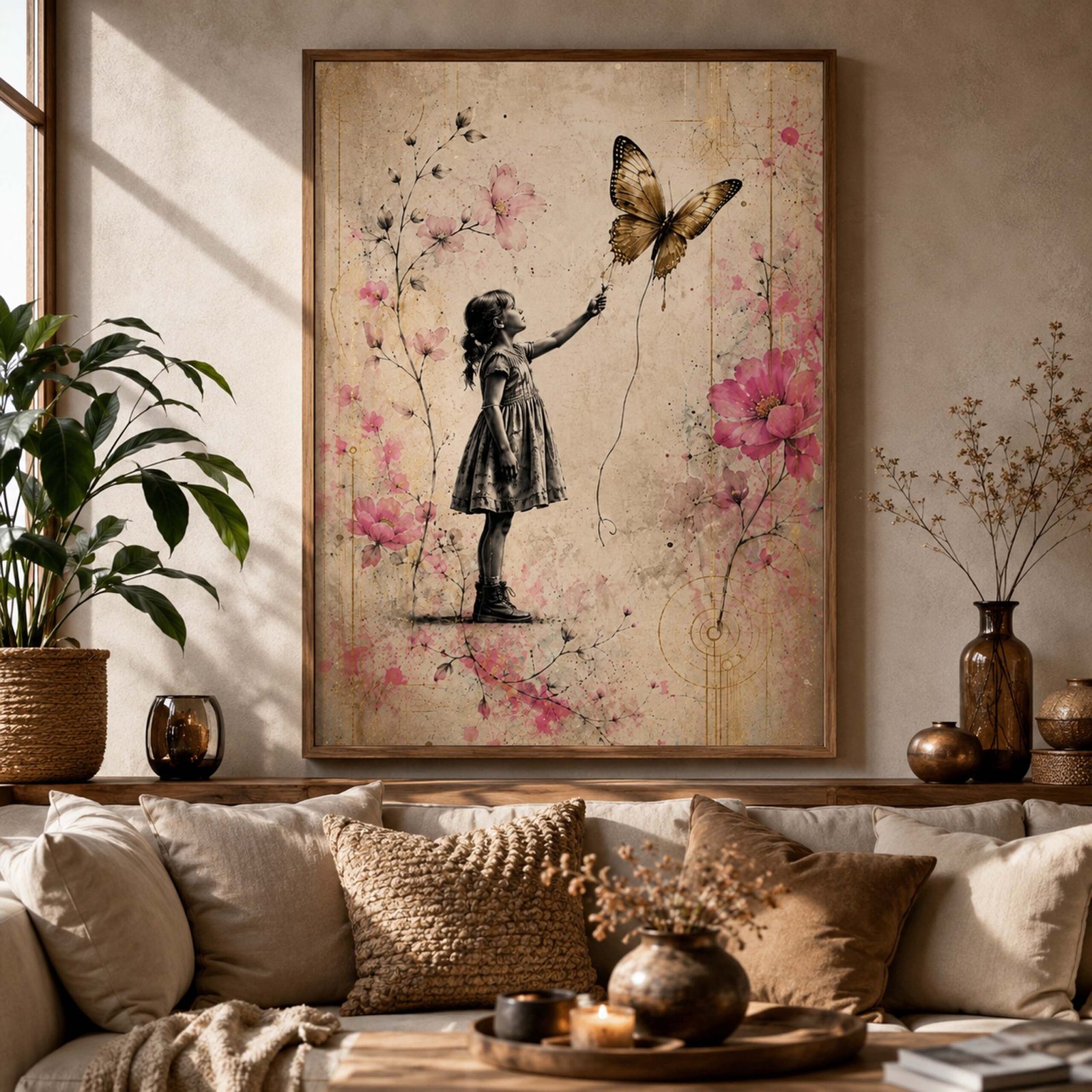 Affiche fillette et papillon doré pour chambre – Image 3