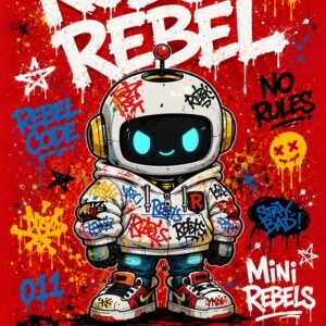 Affiche robot graffiti rouge pour chambre