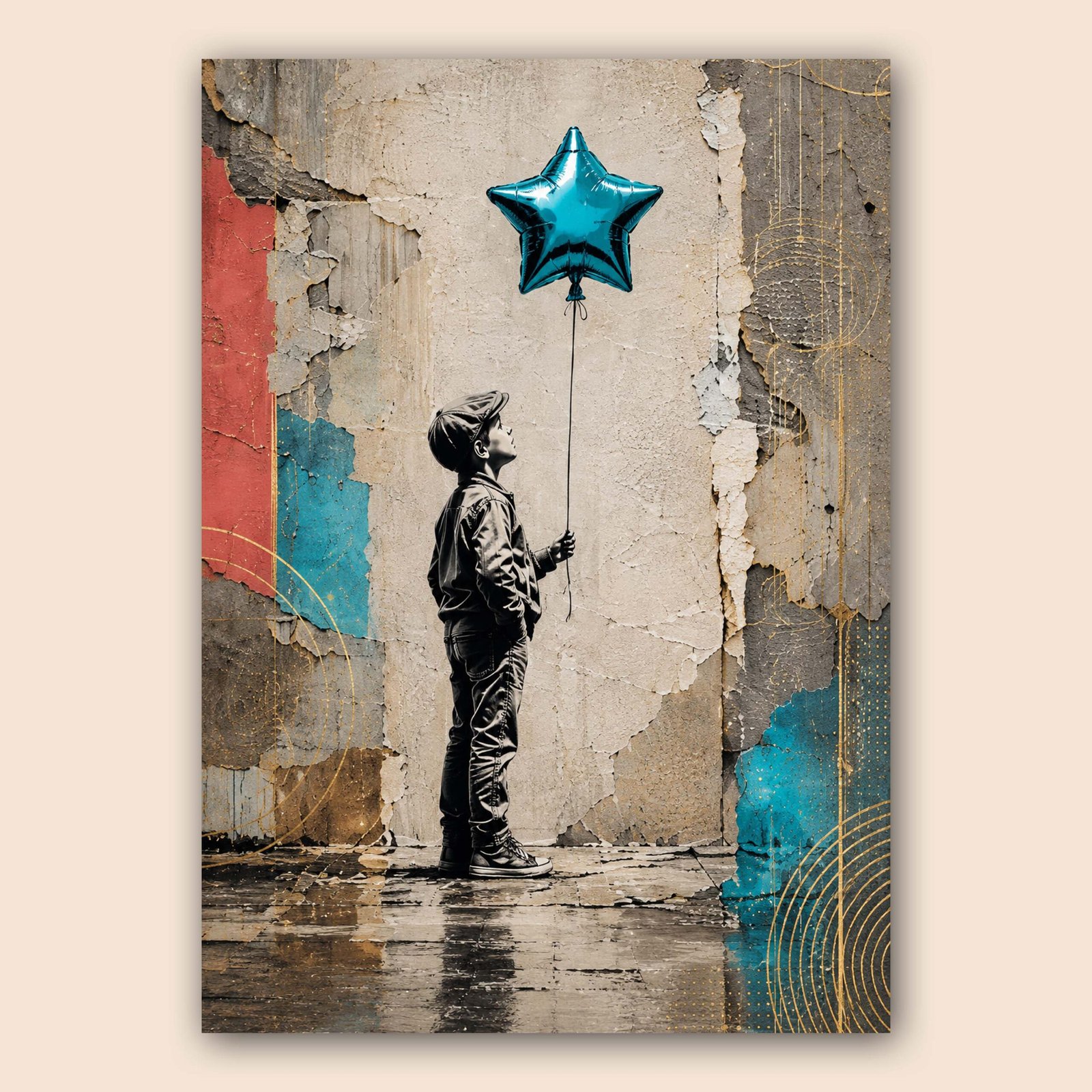 Affiche garçon au ballon étoile bleu pour chambre – Image 2