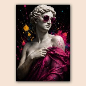 Affiche statue antique pop art rose pour salon