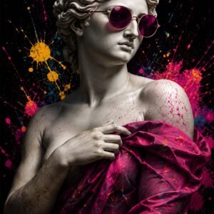 Affiche statue antique pop art rose pour salon