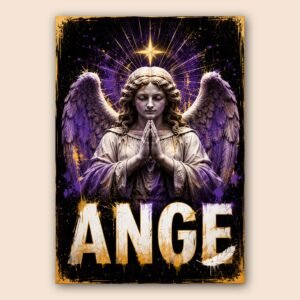 Affiche ange violet et doré pour chambre