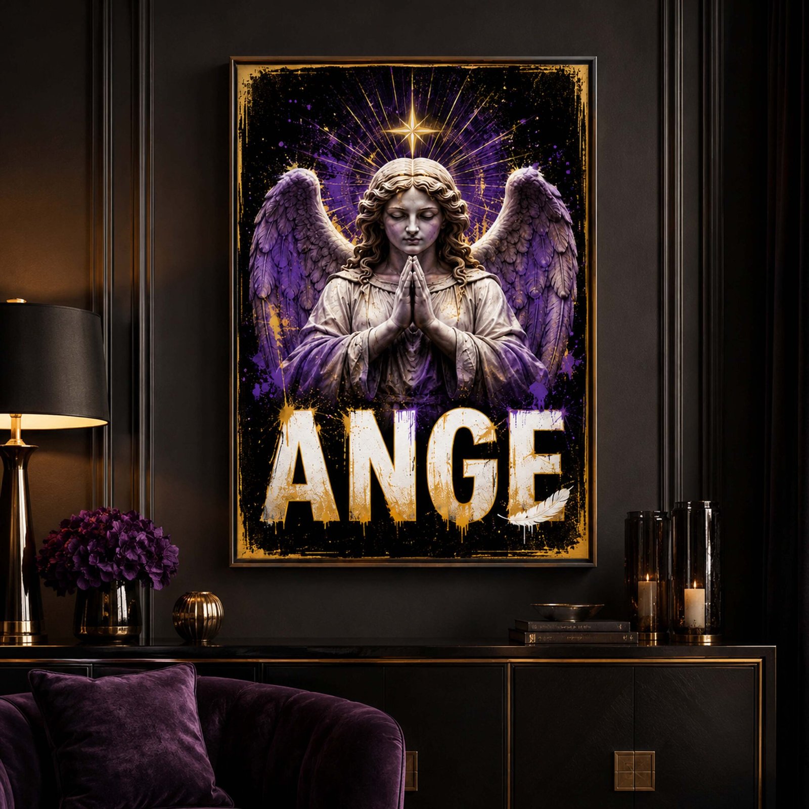 Affiche ange violet et doré pour chambre – Image 3