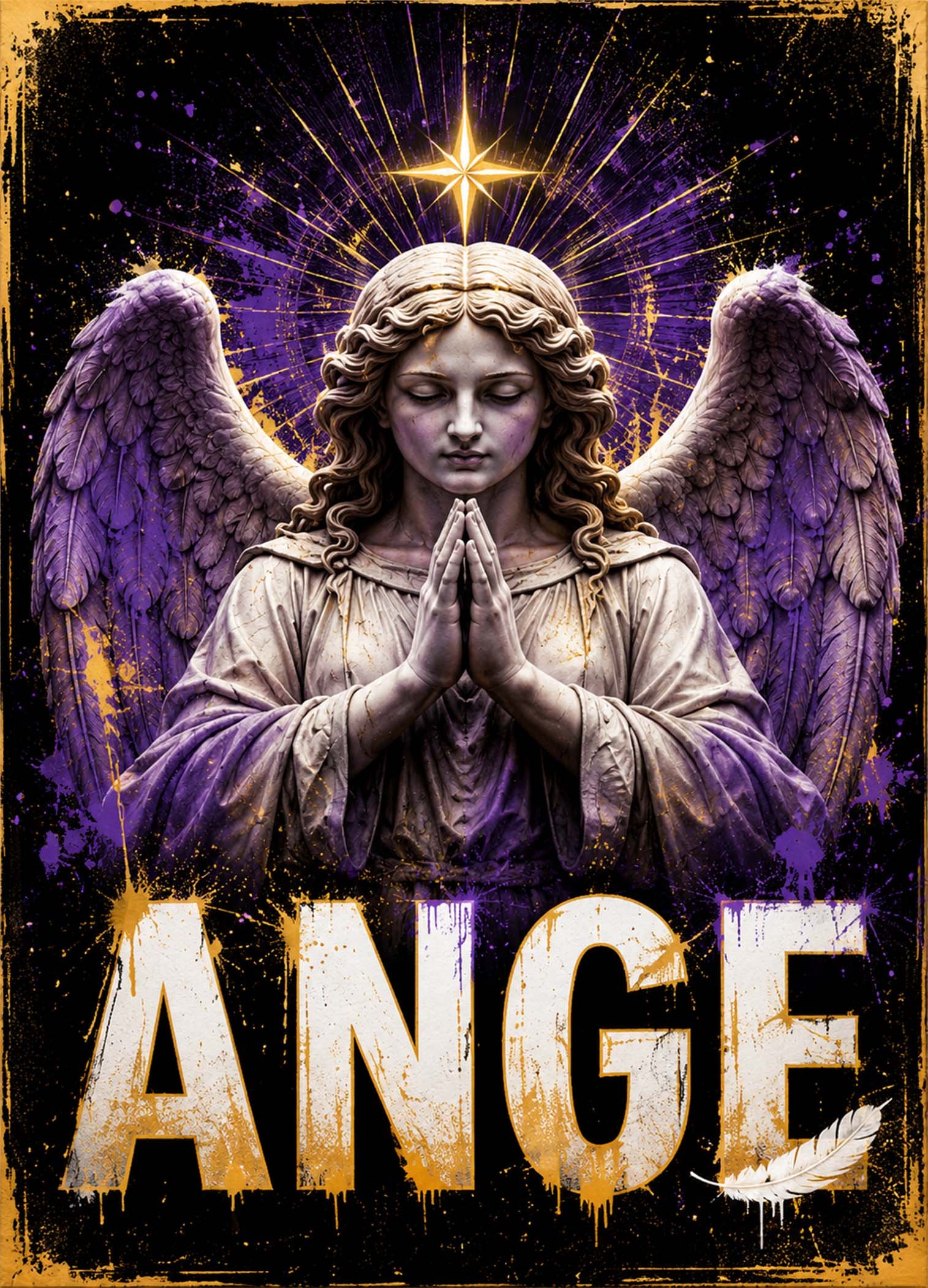 Affiche ange violet et doré pour chambre
