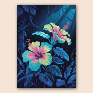 Affiche murale avec des hibiscus éclatants
