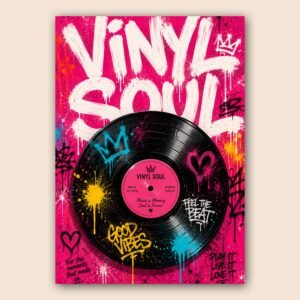 Affiche murale A3 d'un disque vinyle coloré