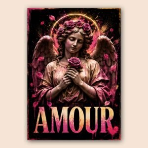 Affiche d'un ange romantique avec des roses