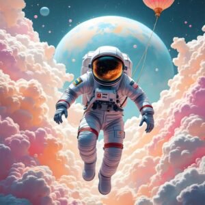 Affiche d'un astronaute flottant dans l'espace