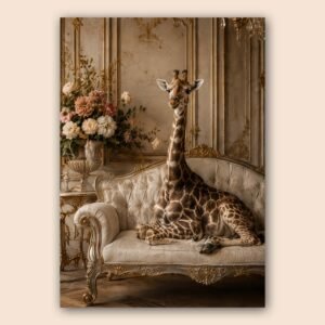 Affiche d'une girafe sur un canapé