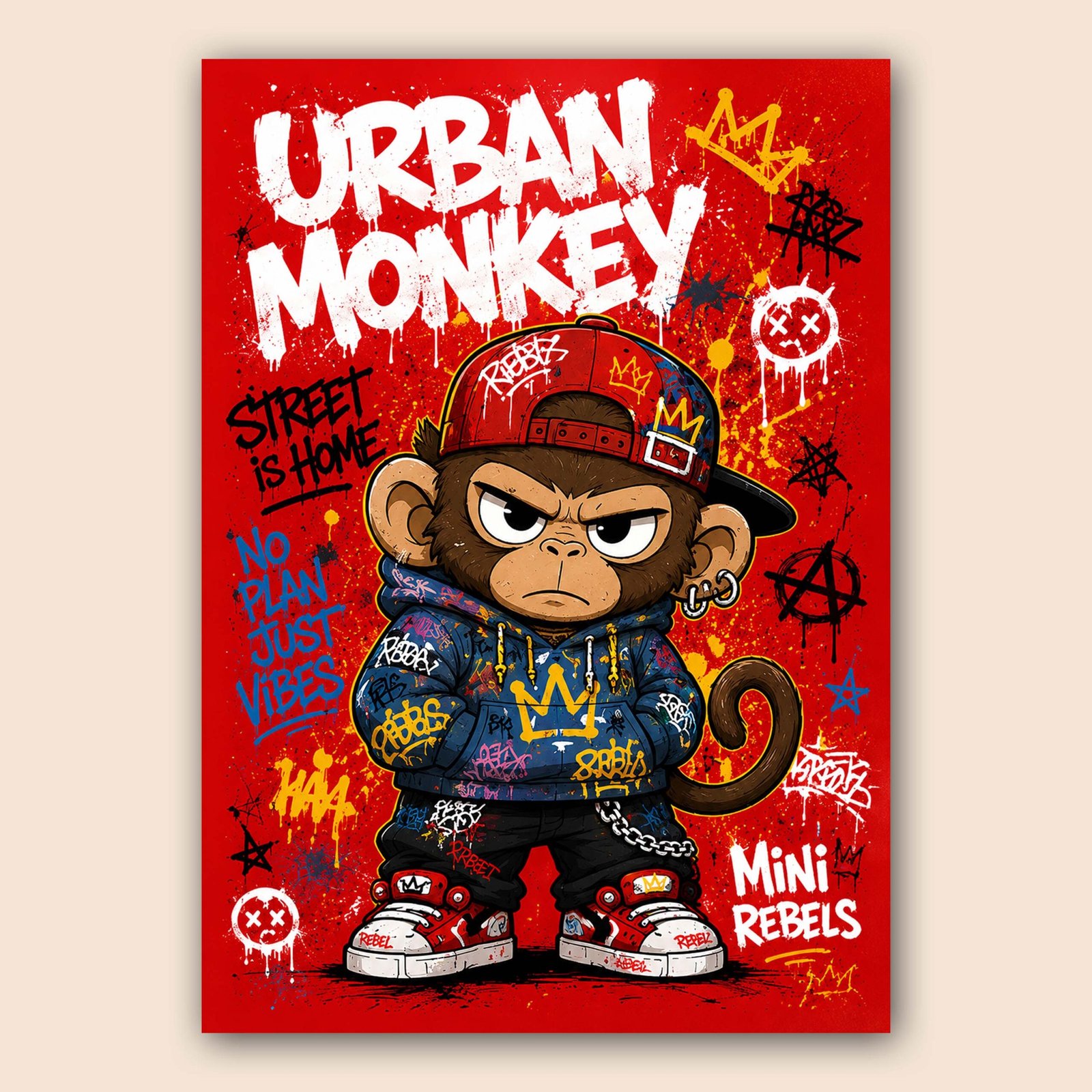 Affiche d'un singe au style urbain