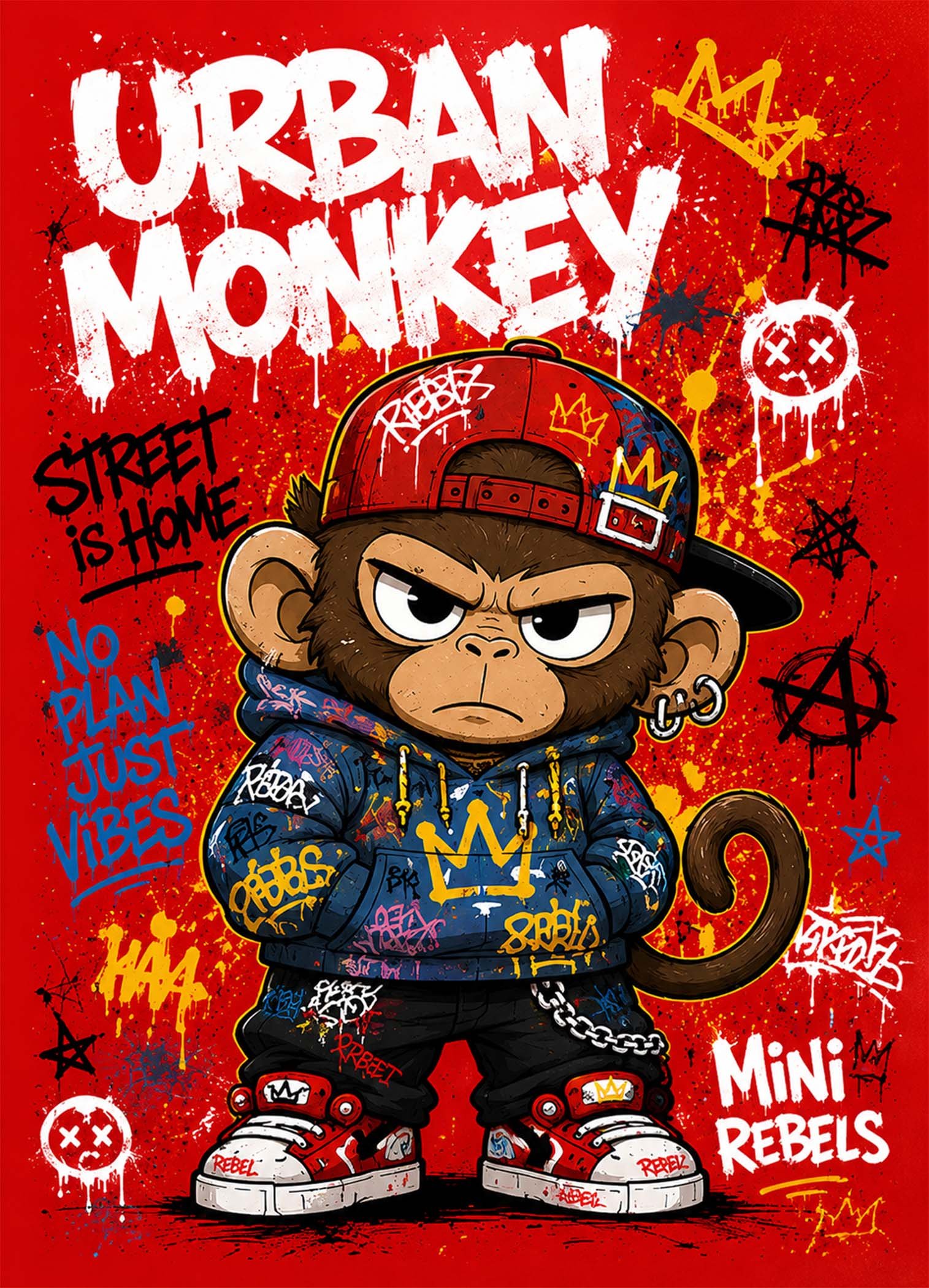 Affiche d'un singe au style urbain